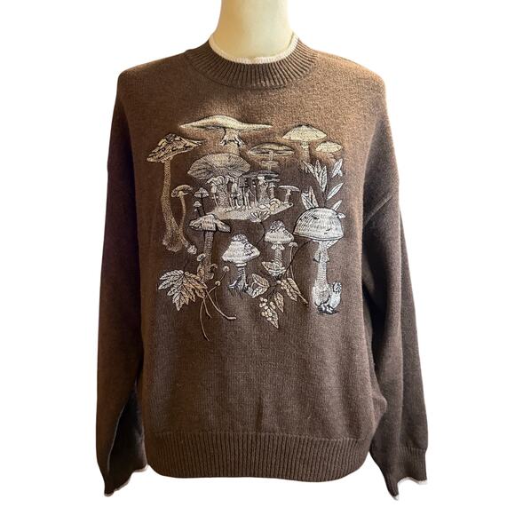 Cider Knit Round Neckline Mushroom Graphic Sweater, Size 0XL (12/14), NWT - Picture 1 of 8